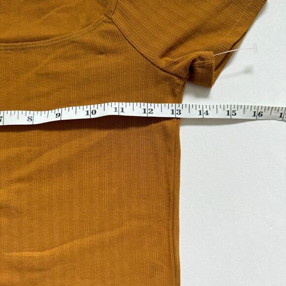 Everlane Ribbed Square Neck Short Sleeve Rust Size X-Small NWOT - Picture 4 of 6